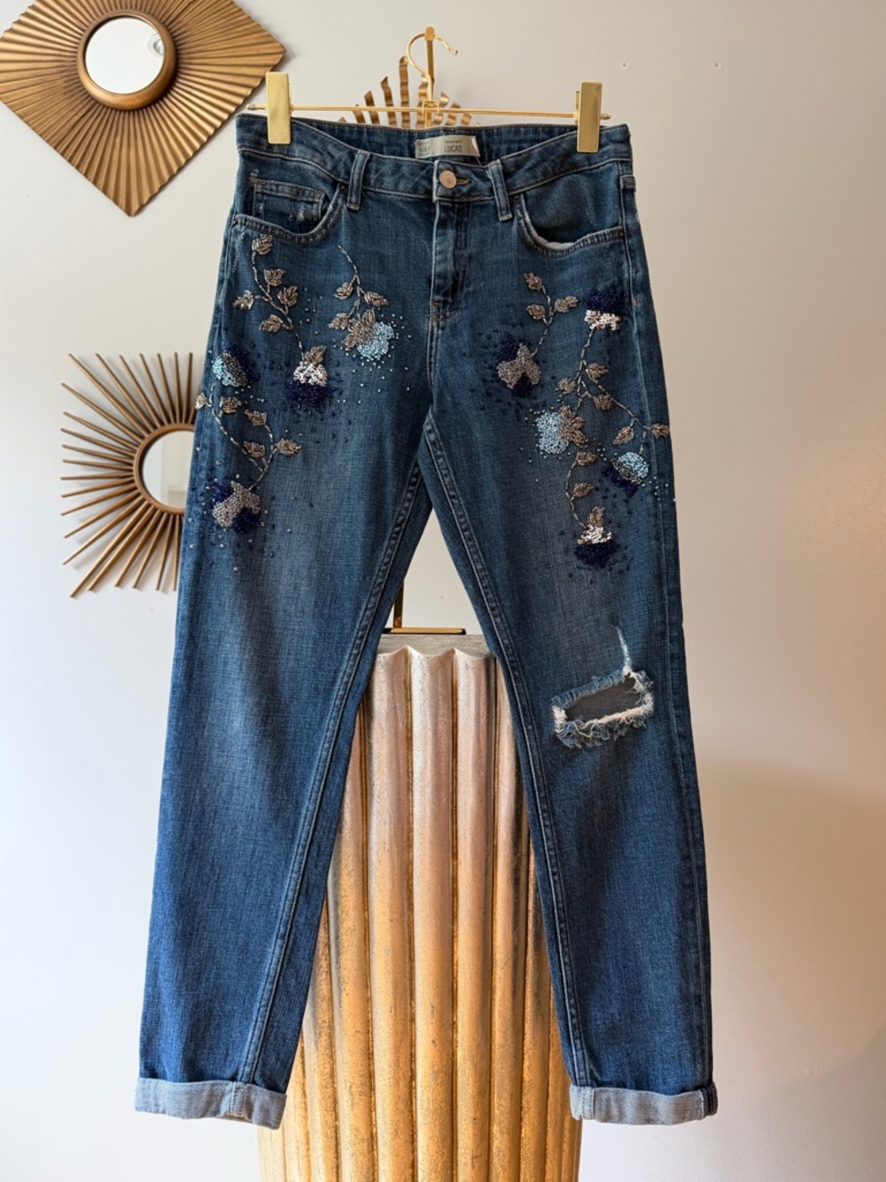Topshop - Blue Beaded Lucas Jeans